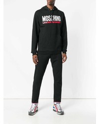 Sweat à capuche imprimé noir Moschino