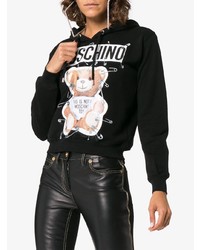 Sweat à capuche imprimé noir Moschino