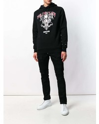 Sweat à capuche imprimé noir Philipp Plein