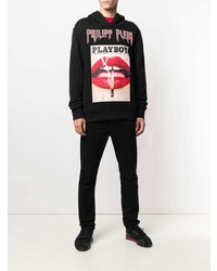 Sweat à capuche imprimé noir Philipp Plein