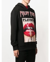 Sweat à capuche imprimé noir Philipp Plein