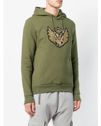 Sweat à capuche imprimé olive Balmain