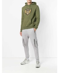 Sweat à capuche imprimé olive Balmain