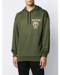 Sweat à capuche imprimé olive Moschino