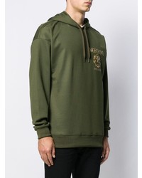 Sweat à capuche imprimé olive Moschino