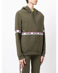 Sweat à capuche imprimé olive Moschino