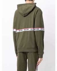 Sweat à capuche imprimé olive Moschino