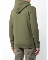 Sweat à capuche imprimé olive Balmain