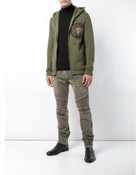 Sweat à capuche imprimé olive Balmain