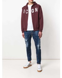 Sweat à capuche imprimé pourpre foncé DSQUARED2