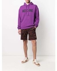 Sweat à capuche imprimé pourpre Moschino