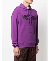 Sweat à capuche imprimé pourpre Moschino