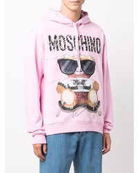 Sweat à capuche imprimé rose Moschino