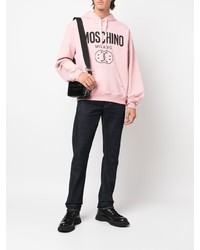 Sweat à capuche imprimé rose Moschino