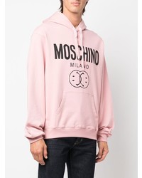 Sweat à capuche imprimé rose Moschino