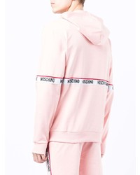 Sweat à capuche imprimé rose Moschino