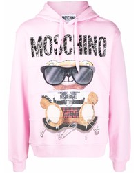 Sweat à capuche imprimé rose Moschino