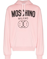 Sweat à capuche imprimé rose Moschino
