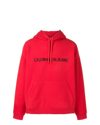Sweat à capuche imprimé rouge Calvin Klein Jeans