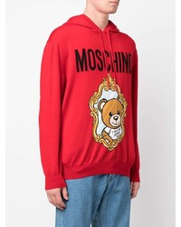 Sweat à capuche imprimé rouge Moschino