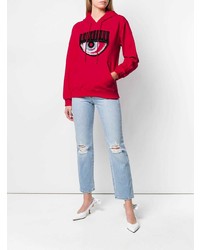 Sweat à capuche imprimé rouge Chiara Ferragni