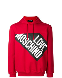 Sweat à capuche imprimé rouge Love Moschino