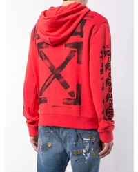 Sweat à capuche imprimé rouge Off-White