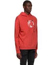 Sweat à capuche imprimé rouge Ksubi