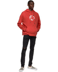 Sweat à capuche imprimé rouge Ksubi