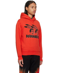 Sweat à capuche imprimé rouge DSQUARED2