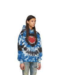 Sweat à capuche imprimé tie-dye bleu Amiri