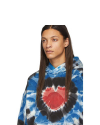 Sweat à capuche imprimé tie-dye bleu Amiri