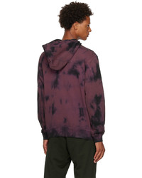 Sweat à capuche imprimé tie-dye bordeaux Dries Van Noten