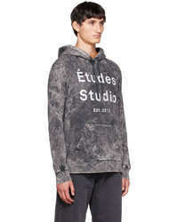 Sweat à capuche imprimé tie-dye gris foncé Études