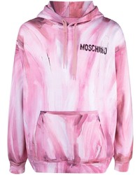 Sweat à capuche imprimé tie-dye rose Moschino