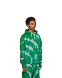 Sweat à capuche imprimé tie-dye vert MSGM