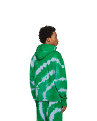 Sweat à capuche imprimé tie-dye vert MSGM