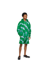 Sweat à capuche imprimé tie-dye vert MSGM