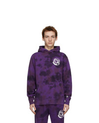 Sweat à capuche imprimé tie-dye violet