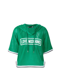 Sweat à capuche imprimé vert Love Moschino
