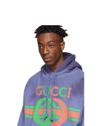 Sweat à capuche imprimé violet Gucci