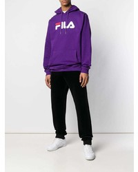 Sweat à capuche imprimé violet Fila