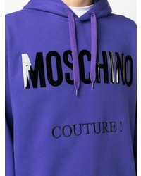 Sweat à capuche imprimé violet Moschino