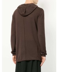 Sweat à capuche marron foncé Rick Owens