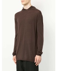 Sweat à capuche marron foncé Rick Owens