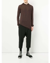 Sweat à capuche marron foncé Rick Owens