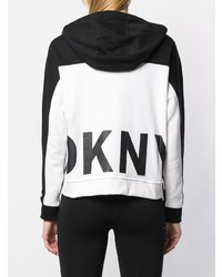 Sweat à capuche noir et blanc DKNY