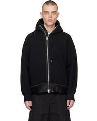 Sweat à capuche noir Sacai