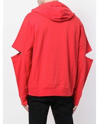 Sweat à capuche rouge Helmut Lang