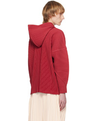 Sweat à capuche rouge Homme Plissé Issey Miyake